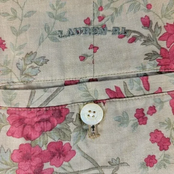 Ralph Lauren Floral Linen Shorts Women’s 10 High Rise Pleated Vintage Boho - Picture 8 of 10